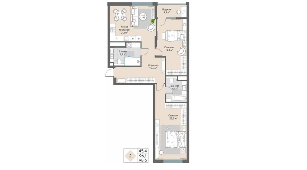 2-комн. квартира 98,6 м² КУПИТЬ в Екатеринбурге