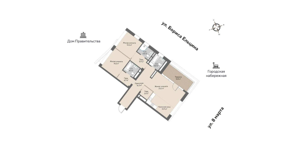 Купить в ЕКБ 3-комн. квартира 104,9 м²