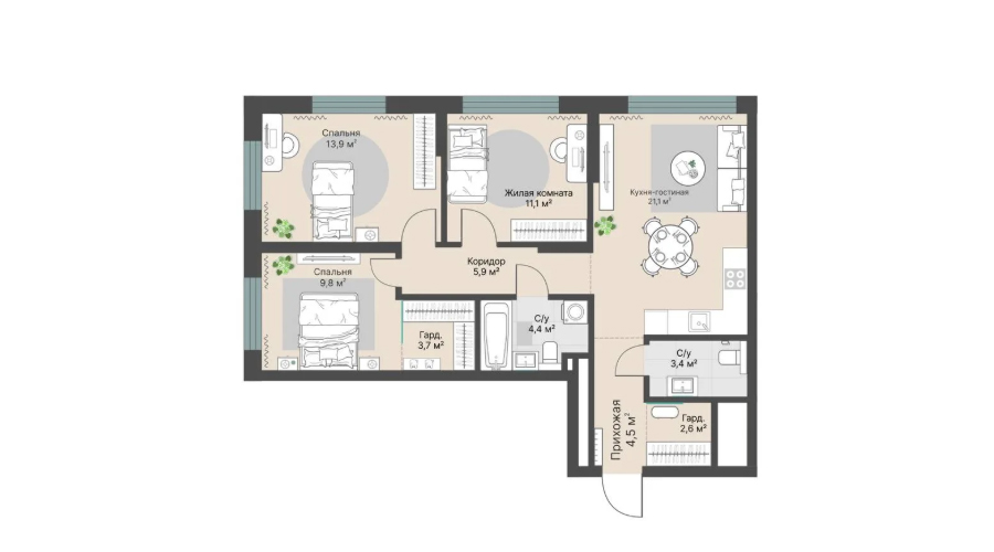3-комн. квартира 80,4 м² купить в Екатеринбурге