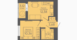 Однокомнатная квартира, 31.88 м² с чистовой отделкой