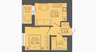 Однокомнатная квартира, 31.88 м² с чистовой отделкой